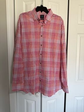 johnnie-O Top Shelf Pink and Orange Plaid Long-Sleeve Button-Down Shirt